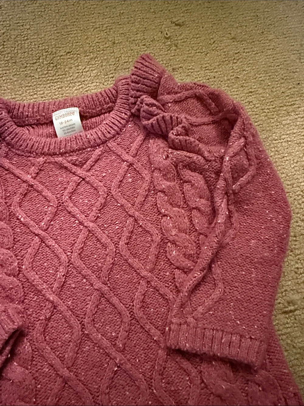 Gymboree Pink Cable-Knit Ruffle Shoulder Sweater
